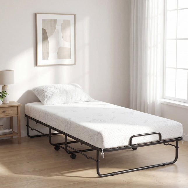 Dreamade Folding Bed with 5-Inch Mattress 75" x 38" Twin Size Foldable Guest Bed