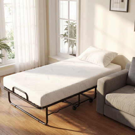 Dreamade Folding Bed with 5-Inch Mattress 75" x 38" Twin Size Foldable Guest Bed