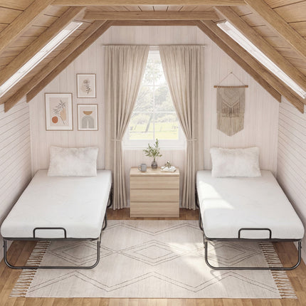 Dreamade Folding Bed with 5-Inch Mattress 75" x 38" Twin Size Foldable Guest Bed