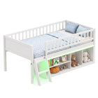 Dreamade Low Loft Bed Twin Size with LED Lights