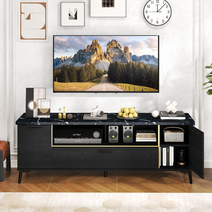 Dreamade TV Stand for TVs up to 75", 63-Inch Mid Century Modern Entertainment Center with Flip Door Cabinet