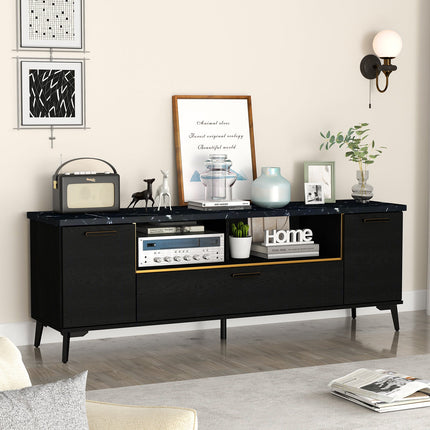 Dreamade TV Stand for TVs up to 75", 63-Inch Mid Century Modern Entertainment Center with Flip Door Cabinet