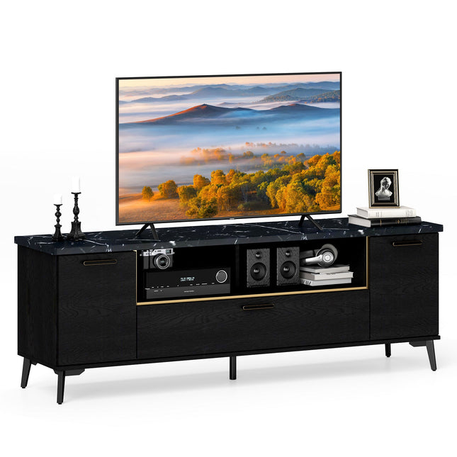Dreamade TV Stand for TVs up to 75", 63-Inch Mid Century Modern Entertainment Center with Flip Door Cabinet
