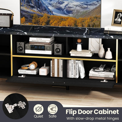 Dreamade TV Stand for TVs up to 75", 63-Inch Mid Century Modern Entertainment Center with Flip Door Cabinet