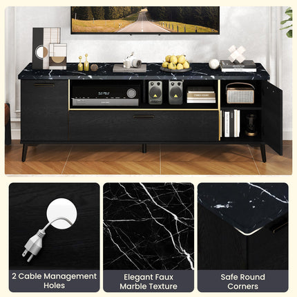 Dreamade TV Stand for TVs up to 75", 63-Inch Mid Century Modern Entertainment Center with Flip Door Cabinet