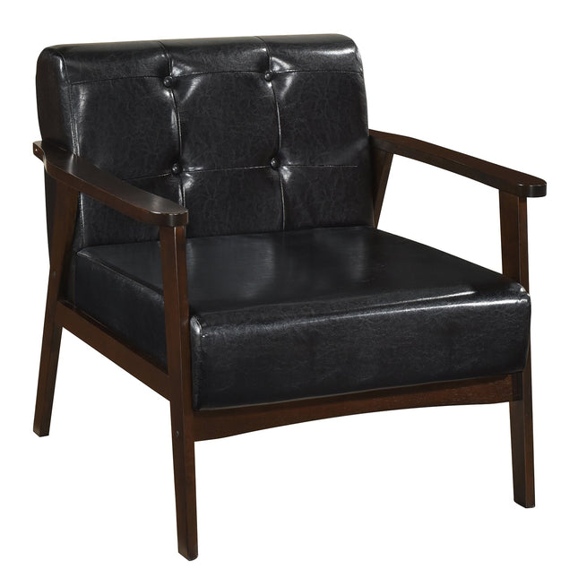 Dreamade Mid Century Modern Accent Chair, Upholstered Tufted Armchair with Solid Rubber Wood Frame