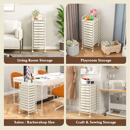 Dreamade Rolling Storage Cart on Wheels with 10 Drawers