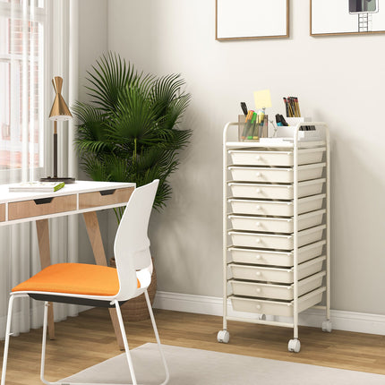 Dreamade Rolling Storage Cart on Wheels with 10 Drawers