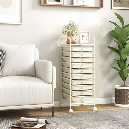 Dreamade Rolling Storage Cart on Wheels with 10 Drawers