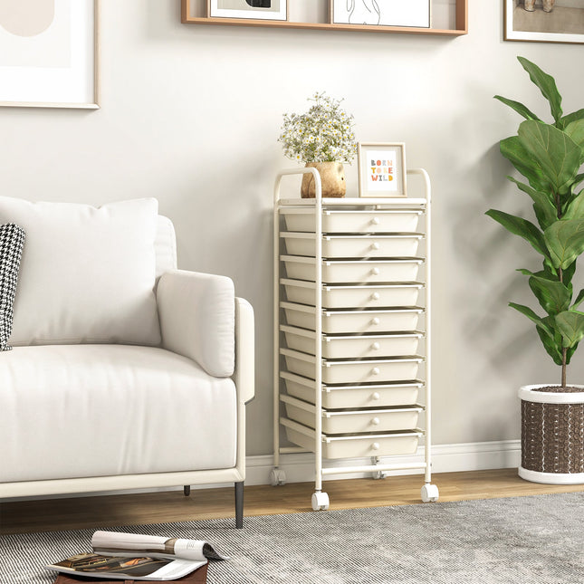 Dreamade Rolling Storage Cart on Wheels with 10 Drawers