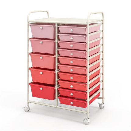 Dreamade 15-Drawer Organizer Cart Office School Rolling Storage Cart