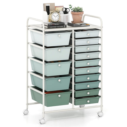 Dreamade 15-Drawer Organizer Cart Office School Rolling Storage Cart