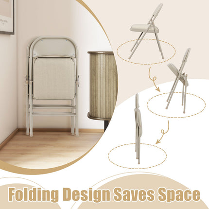 2/4/6 Pack Folding Chairs with Metal Frame and Fabric Upholstered Padded Seat