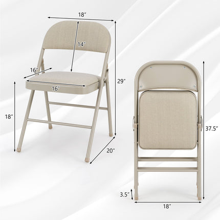 2/4/6 Pack Folding Chairs with Metal Frame and Fabric Upholstered Padded Seat