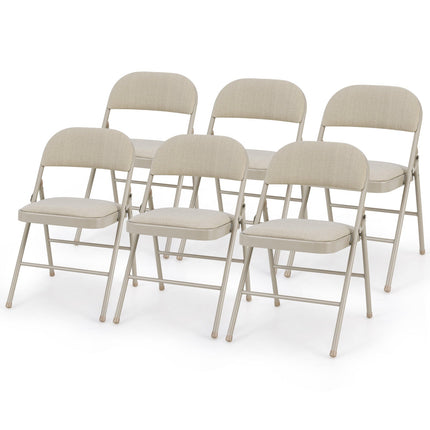2/4/6 Pack Folding Chairs with Metal Frame and Fabric Upholstered Padded Seat