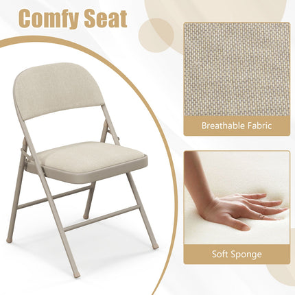 2/4/6 Pack Folding Chairs with Metal Frame and Fabric Upholstered Padded Seat
