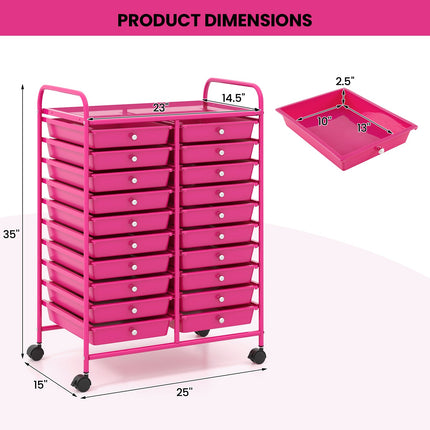 Dreamade Storage Drawer Carts, 20-Drawer Organizer, Utility Cart on Wheels