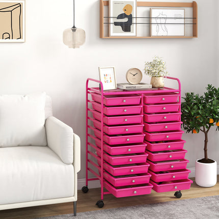Dreamade Storage Drawer Carts, 20-Drawer Organizer, Utility Cart on Wheels