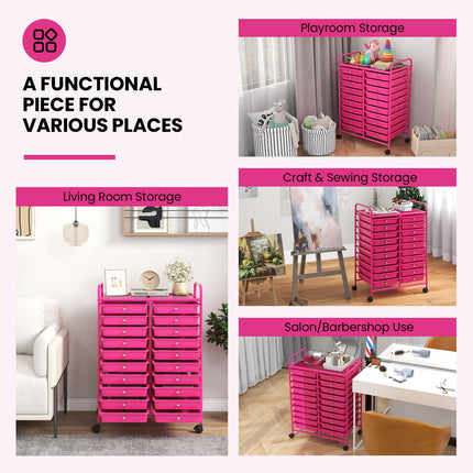 Dreamade Storage Drawer Carts, 20-Drawer Organizer, Utility Cart on Wheels