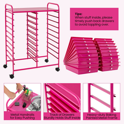 Dreamade Storage Drawer Carts, 20-Drawer Organizer, Utility Cart on Wheels