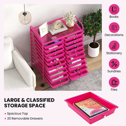 Dreamade Storage Drawer Carts, 20-Drawer Organizer, Utility Cart on Wheels