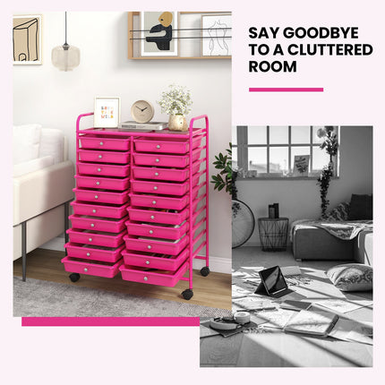 Dreamade Storage Drawer Carts, 20-Drawer Organizer, Utility Cart on Wheels