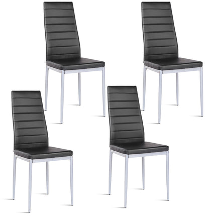 Dreamade Set of 4 PU Leather Dining Side Chairs with Padded Seat Foot Cap