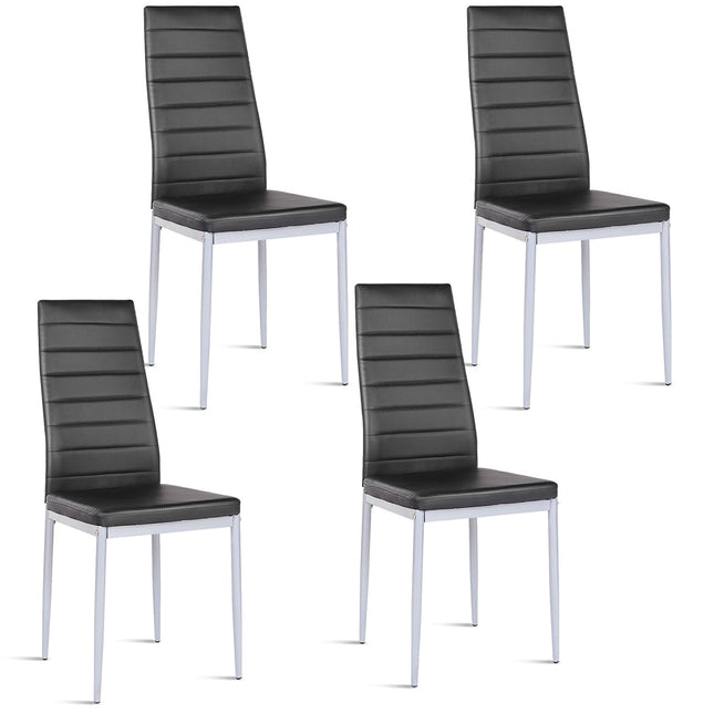 Dreamade Set of 4 PU Leather Dining Side Chairs with Padded Seat Foot Cap