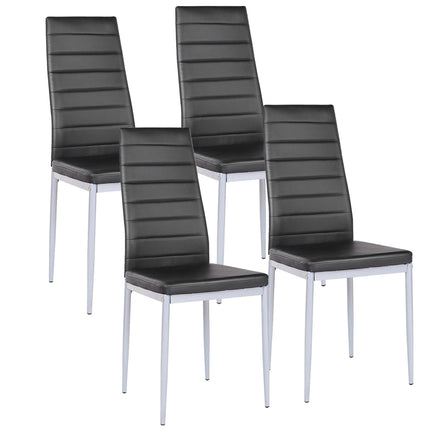 Dreamade Set of 4 PU Leather Dining Side Chairs with Padded Seat Foot Cap