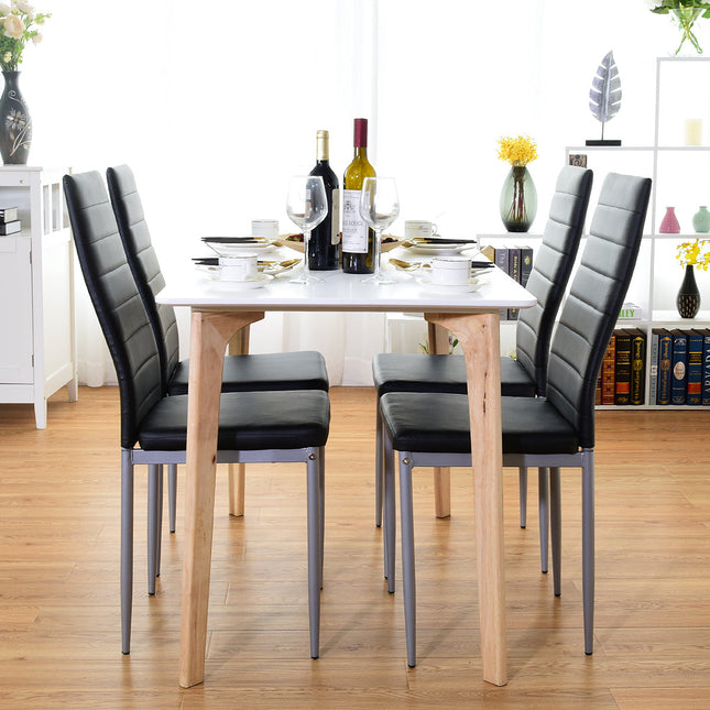 Dreamade Set of 4 PU Leather Dining Side Chairs with Padded Seat Foot Cap