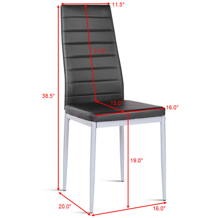 Dreamade Set of 4 PU Leather Dining Side Chairs with Padded Seat Foot Cap