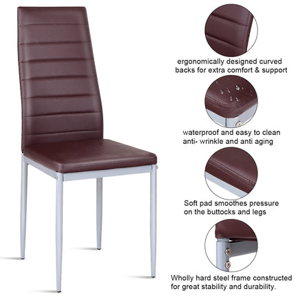 Dreamade Set of 4 PU Leather Dining Side Chairs with Padded Seat Foot Cap