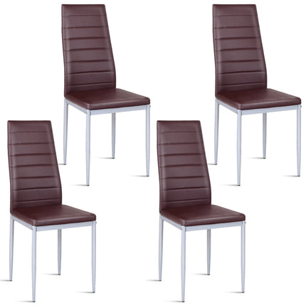 Dreamade Set of 4 PU Leather Dining Side Chairs with Padded Seat Foot Cap