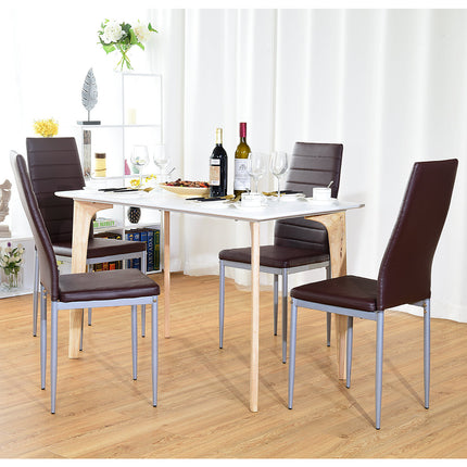 Dreamade Set of 4 PU Leather Dining Side Chairs with Padded Seat Foot Cap
