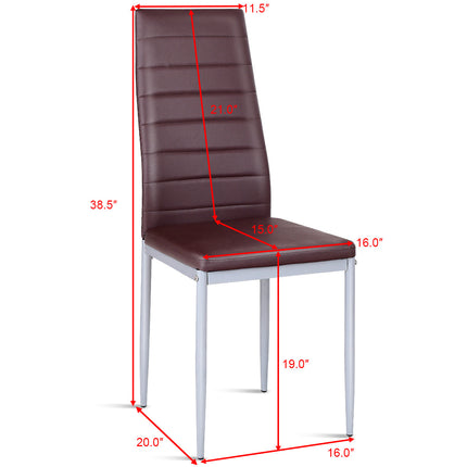 Dreamade Set of 4 PU Leather Dining Side Chairs with Padded Seat Foot Cap