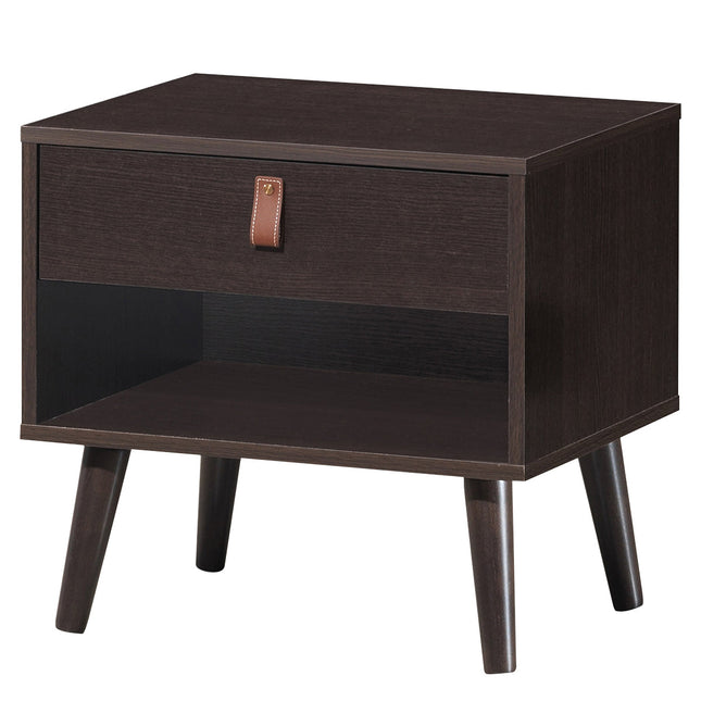 Dreamade Wooden Nightstand with Drawer and Shelf Sofa Side Table