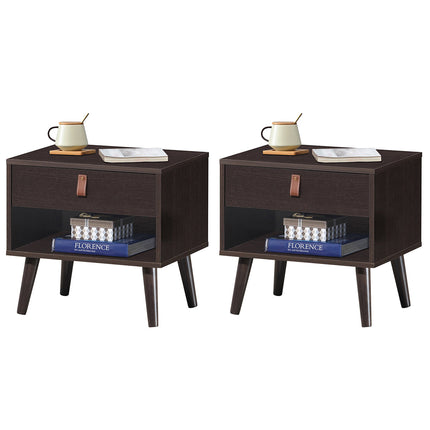 Dreamade Wooden Nightstand with Drawer and Shelf Sofa Side Table