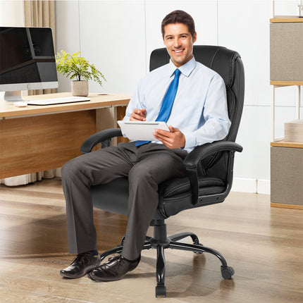 Dreamade Executive Office Chair, Big and Tall Massage Chair w/ 6 Vibrating Points (Black)