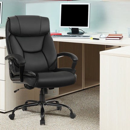 Dreamade Executive Office Chair, Big and Tall Massage Chair w/ 6 Vibrating Points (Black)