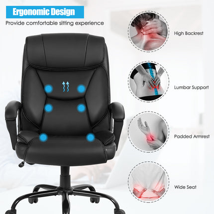 Dreamade Executive Office Chair, Big and Tall Massage Chair w/ 6 Vibrating Points (Black)
