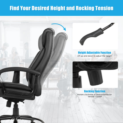 Dreamade Executive Office Chair, Big and Tall Massage Chair w/ 6 Vibrating Points (Black)