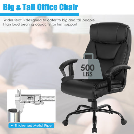Dreamade Executive Office Chair, Big and Tall Massage Chair w/ 6 Vibrating Points (Black)