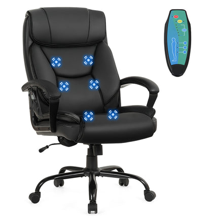 Dreamade Executive Office Chair, Big and Tall Massage Chair w/ 6 Vibrating Points (Black)