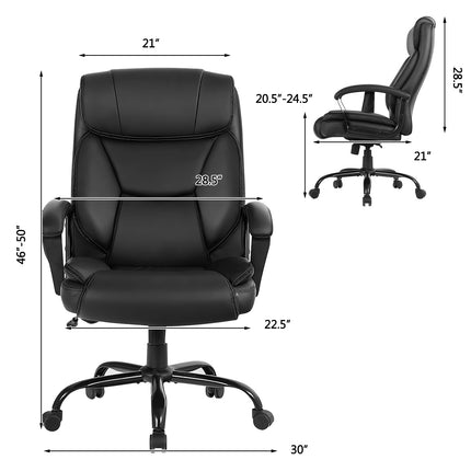 Dreamade Executive Office Chair, Big and Tall Massage Chair w/ 6 Vibrating Points (Black)