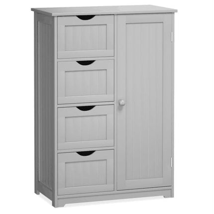 Dreamade Bathroom Floor Cabinet Wooden with 1 Door & 4 Drawer