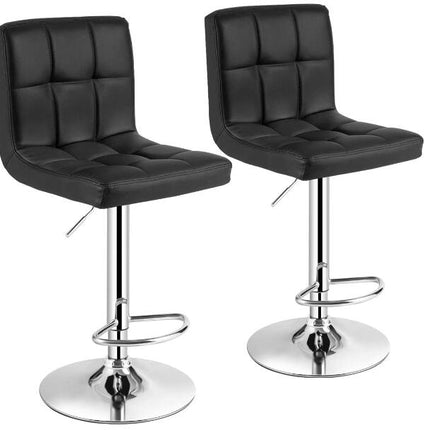 Dreamade Bar Stool, Modern Swivel Adjustable Armless Barstools, Square Counter Height PU Leather Bar Stools