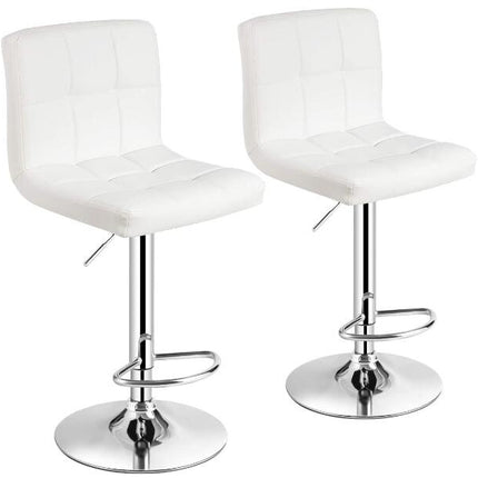 Dreamade Bar Stool, Modern Swivel Adjustable Armless Barstools, Square Counter Height PU Leather Bar Stools