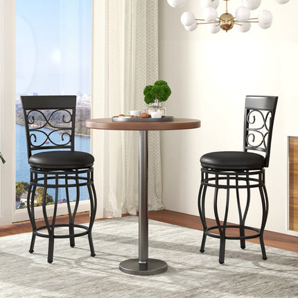 Dreamade 26" Swivel Bar Stools Set of 2/4, Counter Height Bar Stools with Back, Upholstered PU Leather Seat, Black