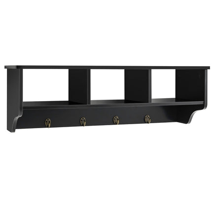 Dreamade Hanging Shelf with Hooks Wall Mount Cubby Organizer with 4 Dual Hooks and Storage for Entryway