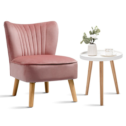 Dreamade Round Side Table End Table with Wooden Tray